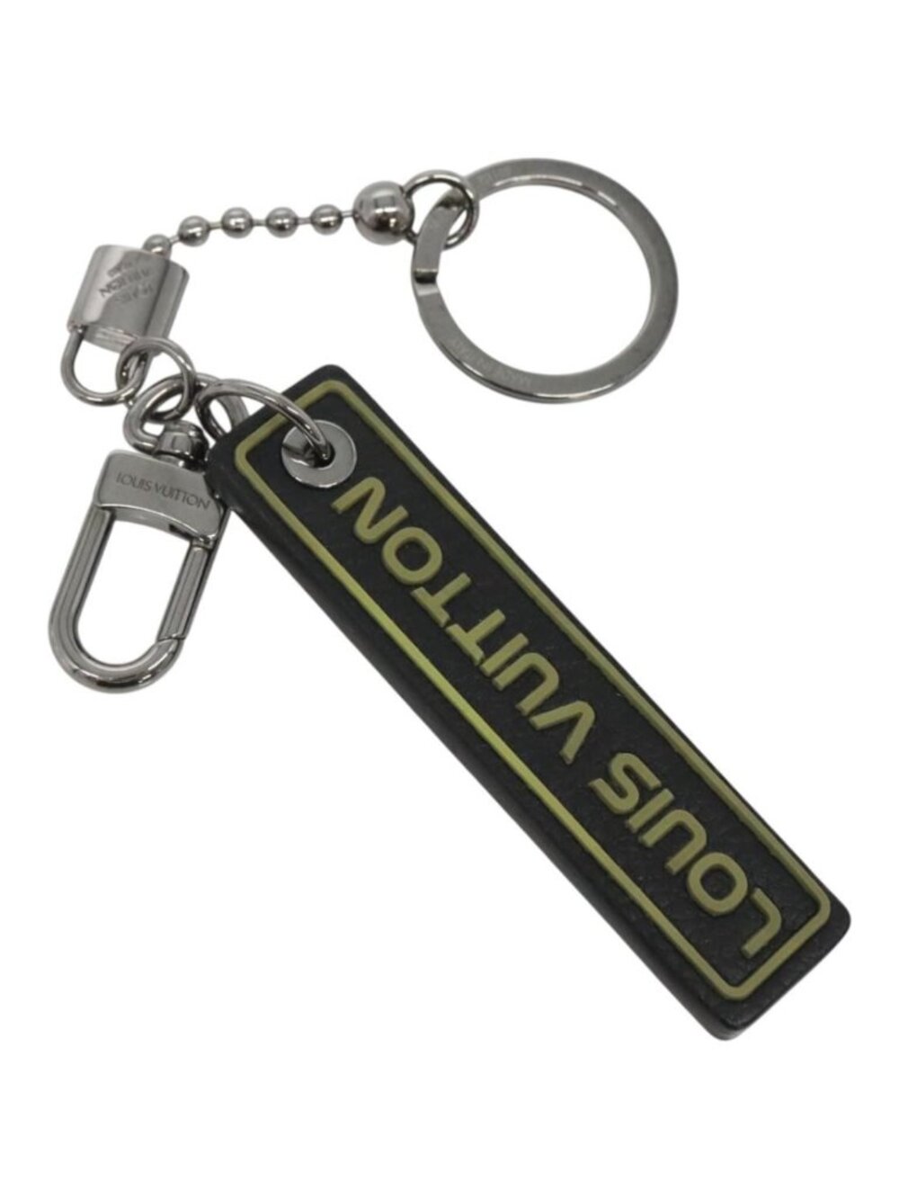 LOUIS VUITTON Porte Cles Tab Key Ring Leather Black MP2211